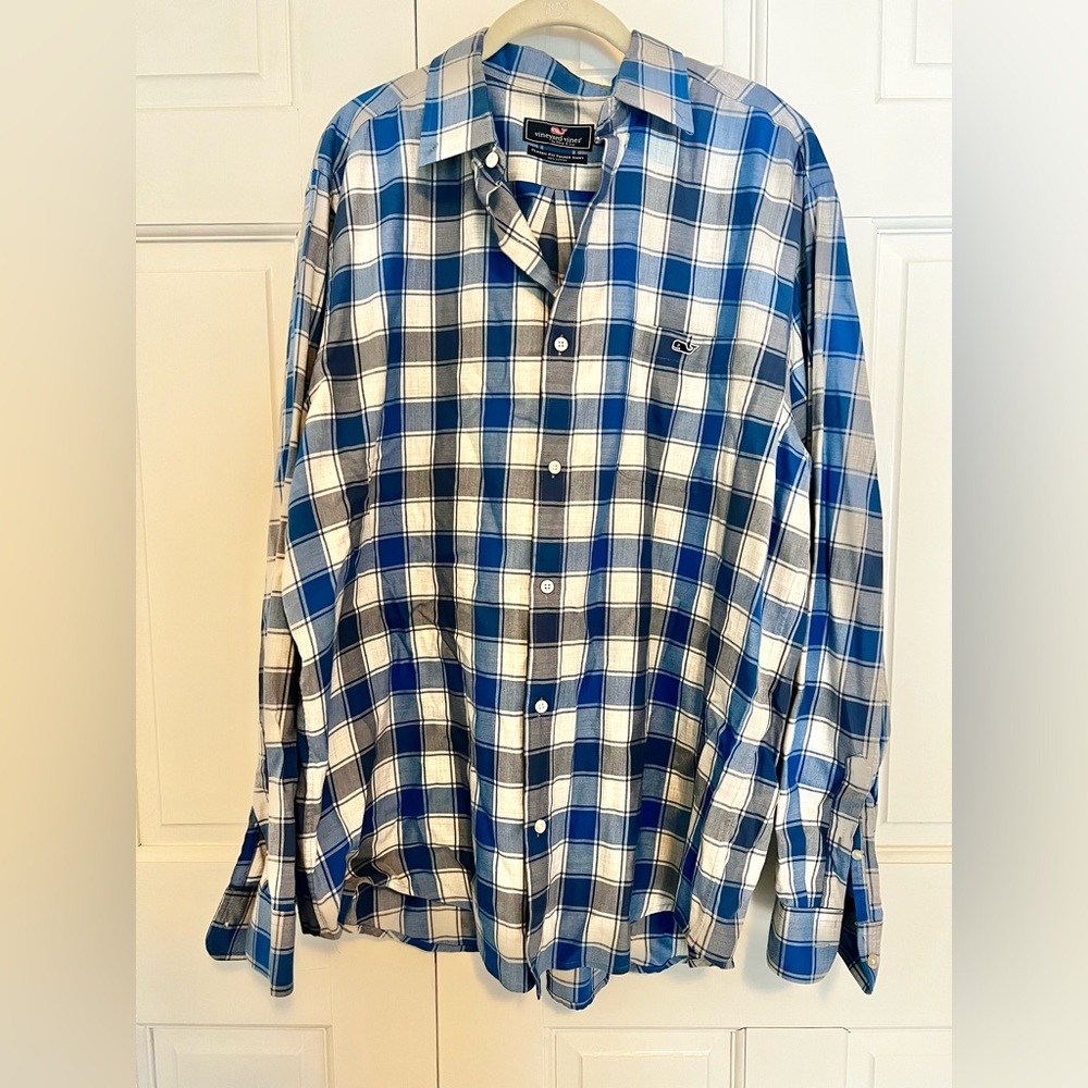 Vineyard Vines Tucker Shirt‎ Classic Fit Men’s Small Blue Plaid 100% Cotton